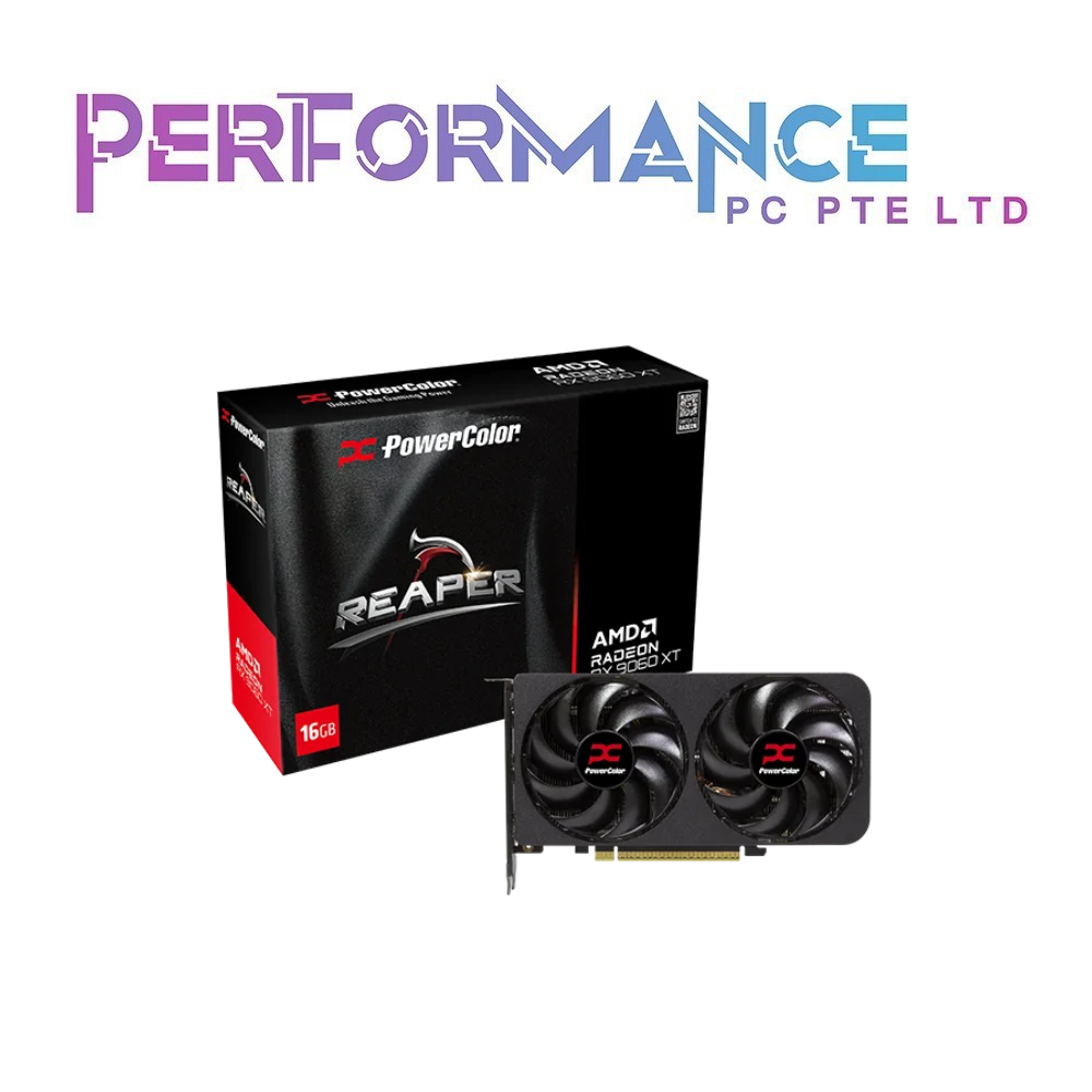 POWERCOLOR REAPER BLACK / WHITE RADEON RX9060XT 8GB/16GB GDDR6 (3YEARS WARRANTY BY BAN LEONG TECHNOLOGIES PTE LTD)