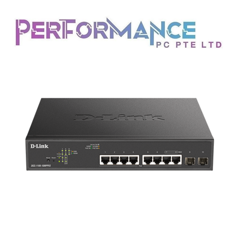 D-LINK 1100-10MPPV2 10-port Gigabit Smart Managed PoE++(242W)Switch 2-port Gigabit Uplinks (LIFE TIME WARRANTY BAN LEONG)