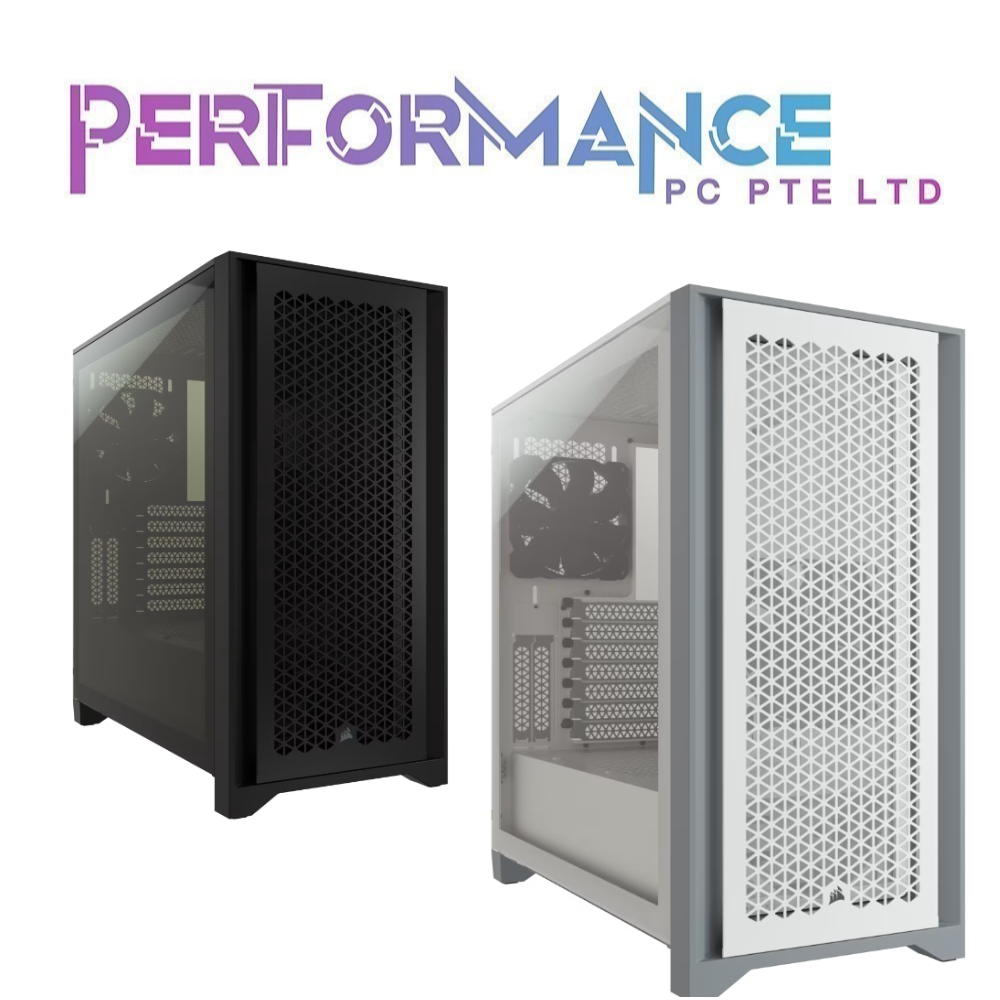 Corsair 4000D Airflow Tempered Glass Mid-Tower ATX PC Case - Black/White (2 YEARS WARRANTY BY CONVERGENT SYSTEMS PTE LTD)