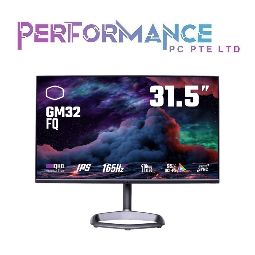 CoolerMaster GM32-FQ 31.5" 2560x1440 (2K QHD) Flat Screen IPS Panel Gaming Monitor Resp. Time 1ms Refresh Rate 165hz (3 YEARS WARRANTY BY BAN LEONG TECHNOLOGIES PTE LTD)