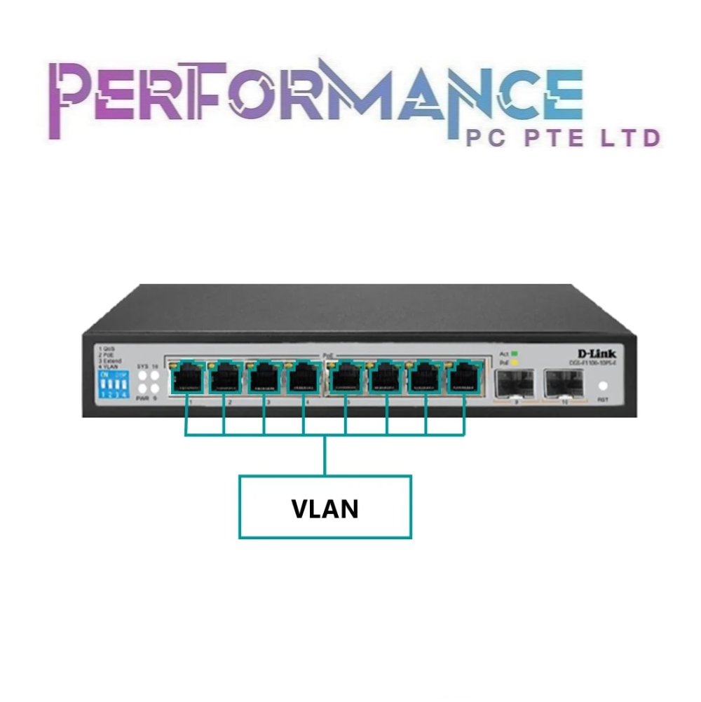 D-Link DGS-F1100-10PS-E 250M 8-Port 1000Mbps PoE Switch with 2 SFP Ports (3 YEARS WARRANTY BY BAN LEONG TECHNOLOGY PTE LTD)