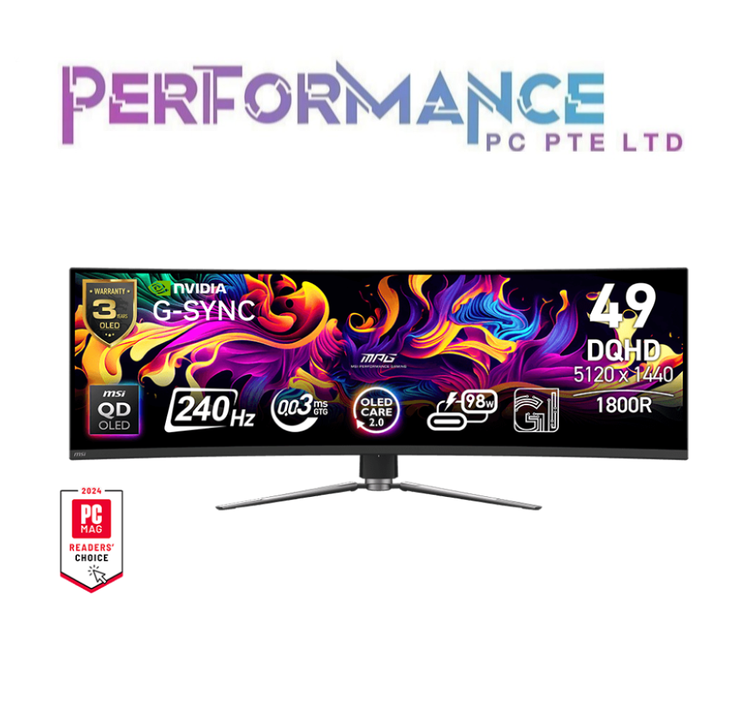 MSI MPG 491CQPX QD-OLED 240Hz 49 INCH 4K GAMING MONITOR (3 YEARS WARRANTY BY CORBELL TECHNOLOGIES PTE LTD)