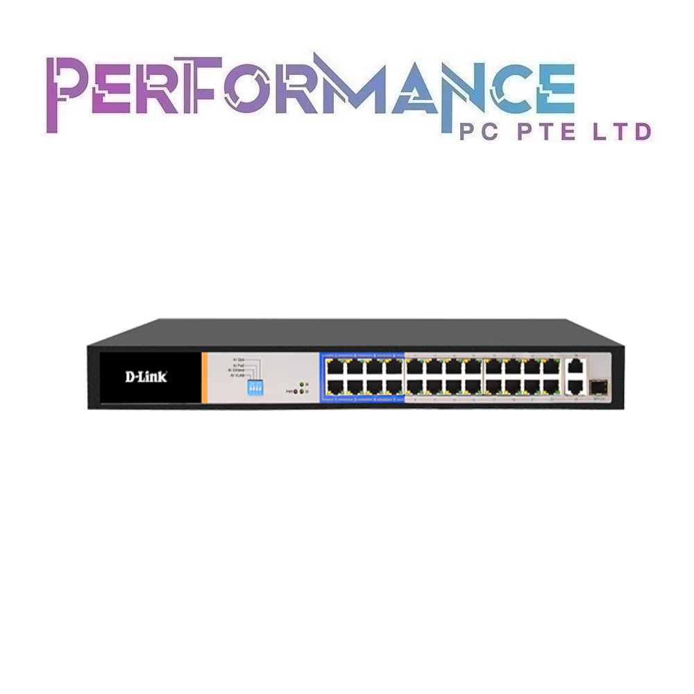 D-Link DES-F1026P-E 250M 24 PoE Ports (8 Long Reach 250m) 1 Uplink Gigabit Ports + 1 Combo port (3 YEARS WARRANTY BY BAN LEONG)