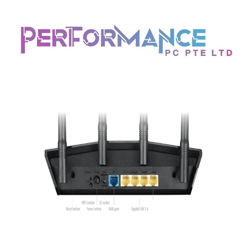 Asus RT-AX1800HP RT AX 1800HP AX1800 Dual Band WiFi 6 (802.11ax) Router supporting MU-MIMO and OFDMA technology, with AiProtection Classic network security, compatible with ASUS AiMesh WiFi system (3 years warranty with Avertek Pte Ltd)