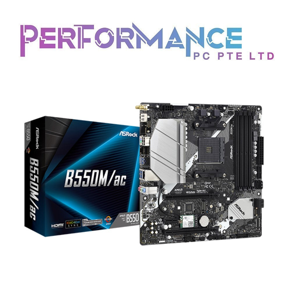 ASRock B550M/AC Supports AMD AM4 Socket Ryzen™ 3000, 4000 G-Series, 5000 and 5000 G-Series Desktop Processors (3 YEARS WARRANTY BY TECH DYNAMIC PTE LTD)