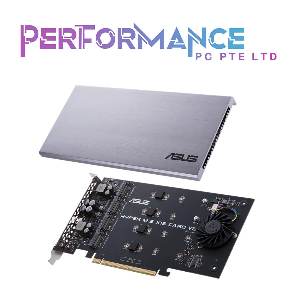 ASUS Hyper M.2 X16 PCIe 3.0 X4 Expansion Card V2 Supports 4 NVMe M.2 (2242/2260/2280/22110) Upto 128 Gbps for Intel VROC and AMD Ryzen Threadripper NVMe Raid (1 YEAR WARRANTY BY Ban Leong Technologies Ltd)