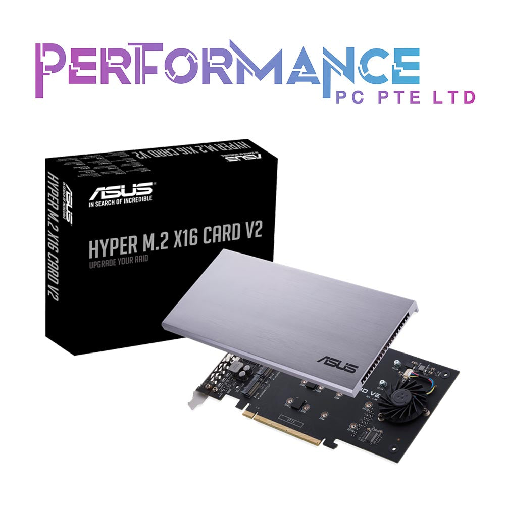 ASUS Hyper M.2 X16 PCIe 3.0 X4 Expansion Card V2 Supports 4 NVMe M.2 (2242/2260/2280/22110) Upto 128 Gbps for Intel VROC and AMD Ryzen Threadripper NVMe Raid (1 YEAR WARRANTY BY Ban Leong Technologies Ltd)