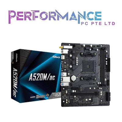 ASRock A520M/AC, A520M AC Supports All aM4 Processors Motherboard (3 YEARS WARRANTY BY TECH DYNAMIC PTE LTD)