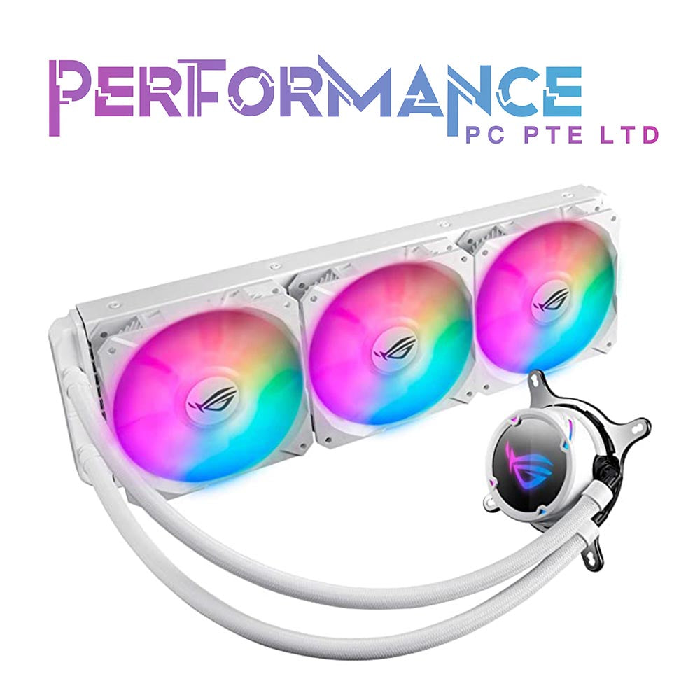 ASUS ROG Strix LC 360 RGB White Edition all-in-one liquid CPU cooler with Aura Sync RGB, and triple ROG 120mm addressable RGB radiator fans (5 YEARS WARRANTY BY BAN LEONG TECHNOLOGIES PTE LTD)