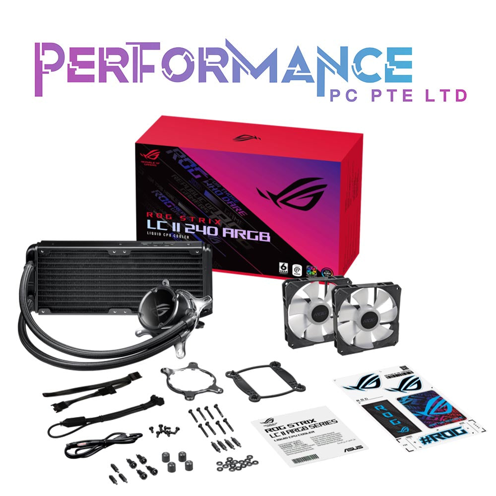ASUS ROG Strix LC II 240/280/360 ARGB All-in-one AIO Liquid CPU Cooler 240mm Radiator, Intel LGA1700, 115x/2066 and AMD AM4/TR4 Support,2X 120mm 4-pin PWM Addressable RGB Radiator Fans (6 YEARS WARRANTY BY BAN LEONG TECHNOLOGIES PTE LTD)