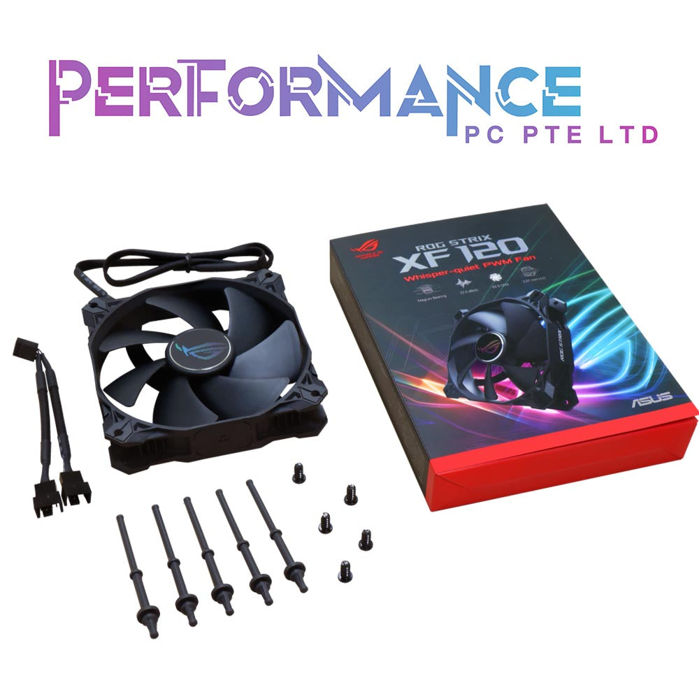 ASUS ROG Strix XF120 Whisper-Quiet, 4-pin PWM Fan for PC Cases, Radiators or CPU Cooling (120mm, up to 400,000 Hours lifespan, Magnetic-Levitation, 1800RPM (5 YEARS WARRANTY BY BAN LEONG TECHNOLOGIES PTE LTD)