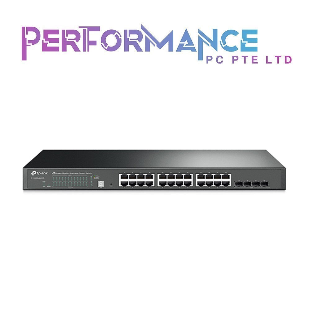 TP-Link T1700G-28TQ 24 Port Gigabit Switch | Smart Managed Switch with 4 10GE SFP+ Slots | Stackable | Support QoS, IGMP and Link Aggregation | IPv6 and Static Routing (3 YEARS WARRANTY BY BAN LEONG TECHNOLOGIES PTE LTD)