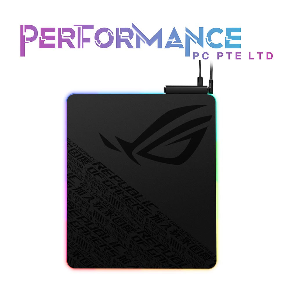 ASUS ROG Balteus Qi Vertical Gaming Mouse Pad with Wireless Qi Charging Zone, Hard Micro-Textured Gaming Surface, USB Pass-Through, Aura Sync RGB Lighting and Non-Slip Base (12.6” X 14.6”) (1 YEAR WARRANTY BY BAN LEONG TECHNOLOGIES PTE LTD)