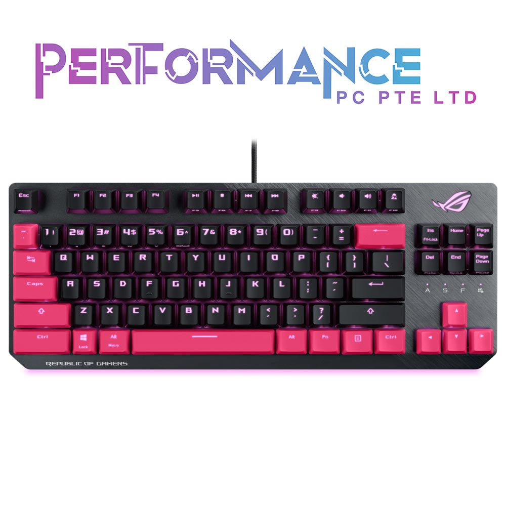 ASUS ROG Strix Scope TKL Electro Punk Mechanical Gaming Keyboard | Cherry MX Red Switches | 2X Wider Ctrl Key for Greater FPS Precision | Gaming Keyboard for PC | Aura Sync RGB Lighting, Quick-Toggle (2 YEARS WARRANTY BY BAN LEONG TECHNOLOGIES PTE LTD)