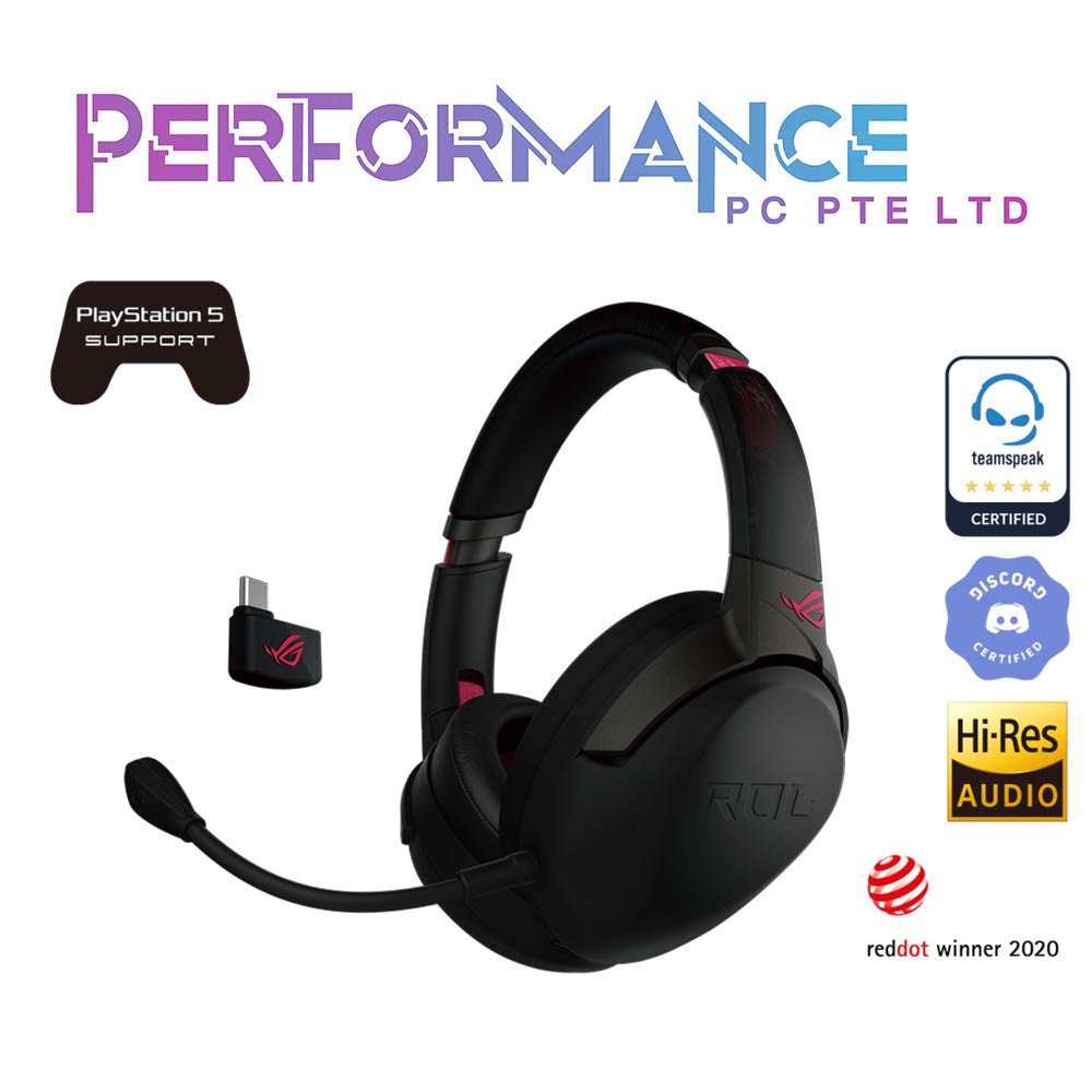 ASUS ROG Strix Go 2.4 Electro Punk Wireless Gaming Headphones with USB-C 2.4 GHz Adapter Ai Powered Noise-Cancelling Microphone Over-Ear Headphones for PC,Black Pink,One Size,90YH02P1-B3UA00 (2 YEARS WARRANTY BY BAN LEONG TECHNOLOGIES PTE LTD)