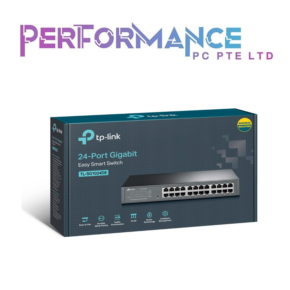 TP-Link 24 Port Gigabit Switch | Easy Smart Managed | Plug & Play | Desktop/Rackmount | Sturdy Metal w/ Shielded Ports | Support QoS, Vlan, IGMP & LAG (TL-SG1024DE) (3 YEARS WARRANTY BY BAN LEONG TECHNOLOGIES PTE LTD)