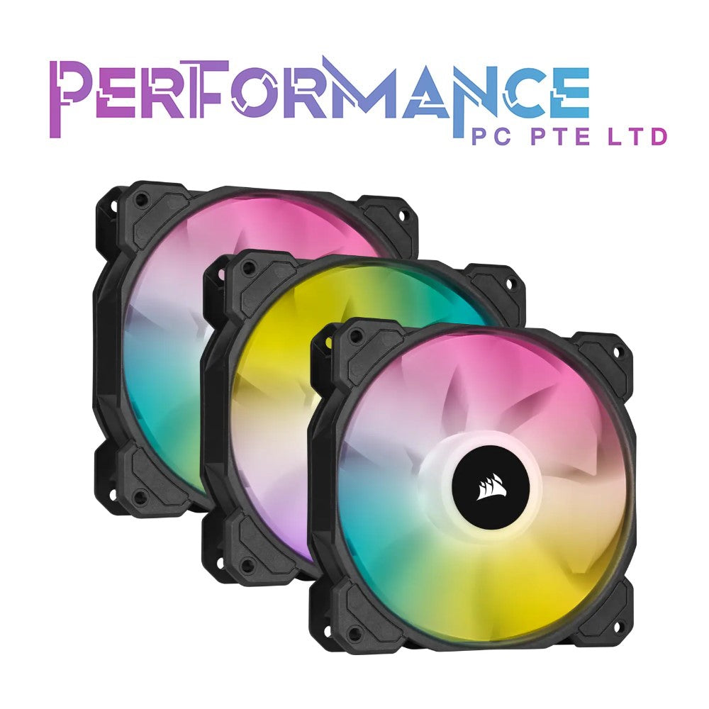 CORSAIR iCUE SP120 RGB ELITE Performance 120mm PWM Triple Fan Kit with iCUE Lighting Node CORE (Pack of 3) Black/White (2 YEARS WARRANTY BY CONVERGENT SYSTEMS PTE LTD)