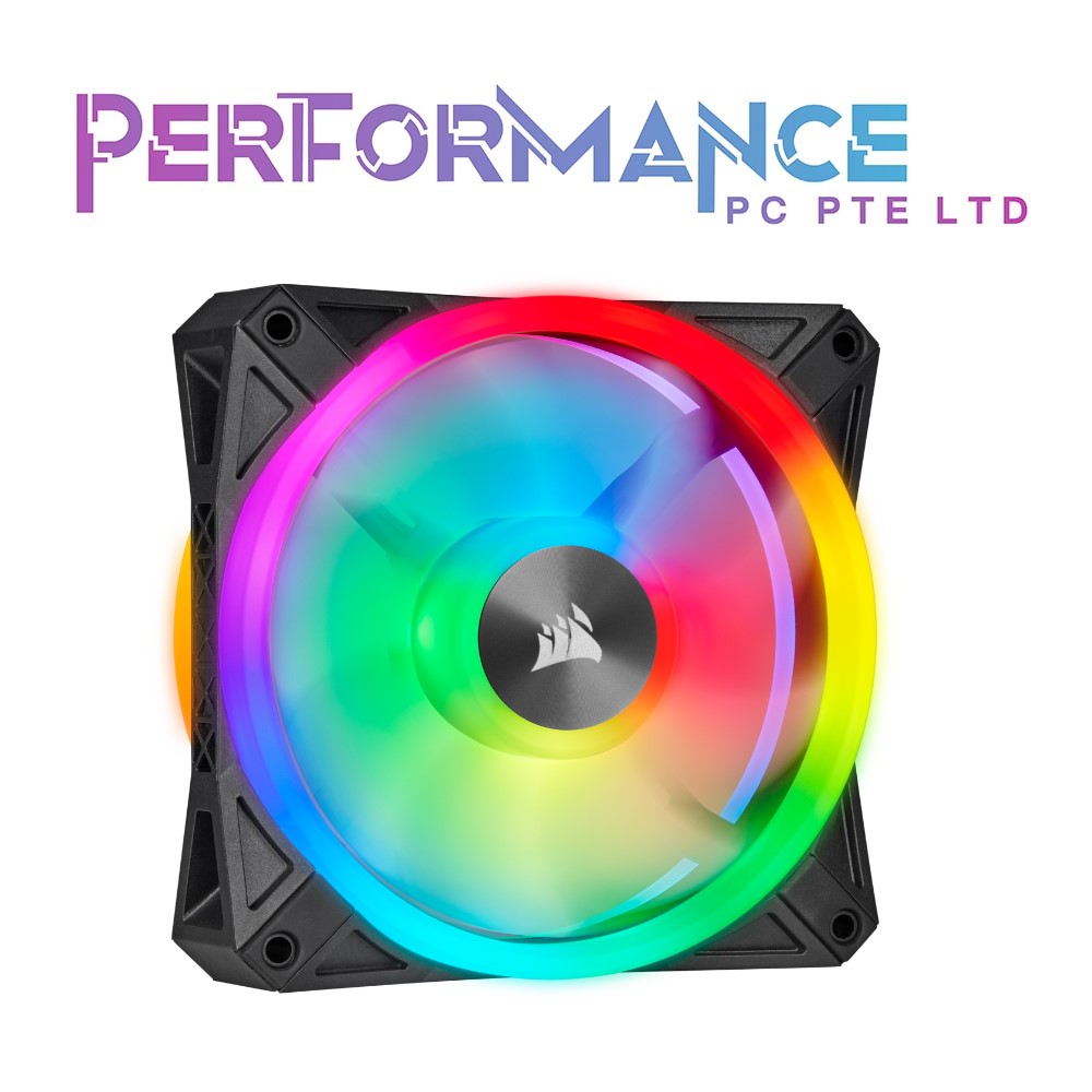 Corsair QL Series, Ql120 RGB, 120mm RGB LED Fan, Single Pack/Triple Pack with Lighting Node Core - Black (2 YEARS WARRANTY BY CONVERGENT SYSTEMS PTE LTD)