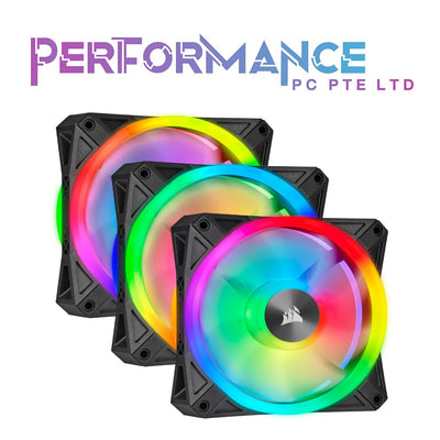 Corsair QL Series, Ql120 RGB, 120mm RGB LED Fan, Single Pack/Triple Pack with Lighting Node Core - Black (2 YEARS WARRANTY BY CONVERGENT SYSTEMS PTE LTD)