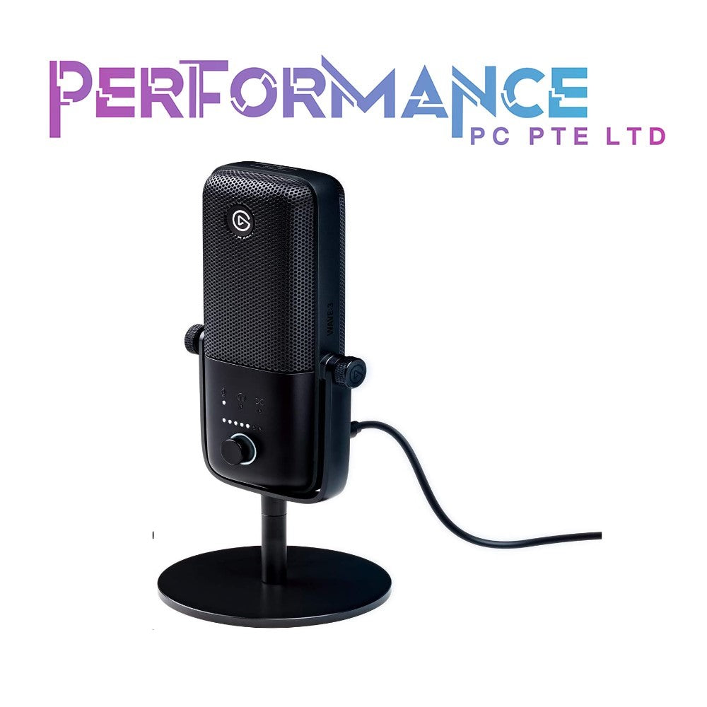 Elgato Wave:3 - Premium Studio Quality USB Condenser Microphone for Streaming, Podcast, Gaming and Home Office, Free Mixer Software, Sound Effect Plugins, Anti-Distortion, Plug ’n Play, Black/White (2 YEARS WARRANTY BY CONVERGENT SYSTEMS PTE LTD)