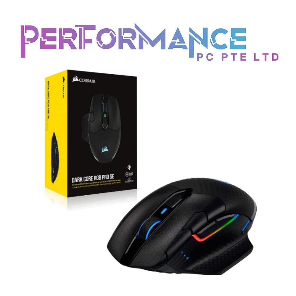 Corsair Dark Core RGB Pro SE, Wireless FPS/MOBA Gaming Mouse with Slipstream Technology, Black, Backlit RGB LED, 18000 DPI, Optical, Qi Wireless Charging Certified (2 YEARS WARRANTY BY CONVERGENT SYSTEMS PTE LTD)