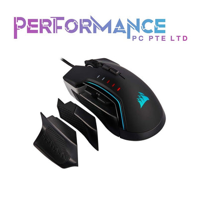 Corsair Glaive PRO - RGB Gaming Mouse - Comfortable & Ergonomic - Interchangeable Grips - 18,000 DPI Optical Sensor - Black (2 YEARS WARRANTY BY CONVERGENT SYSTEMS PTE LTD)