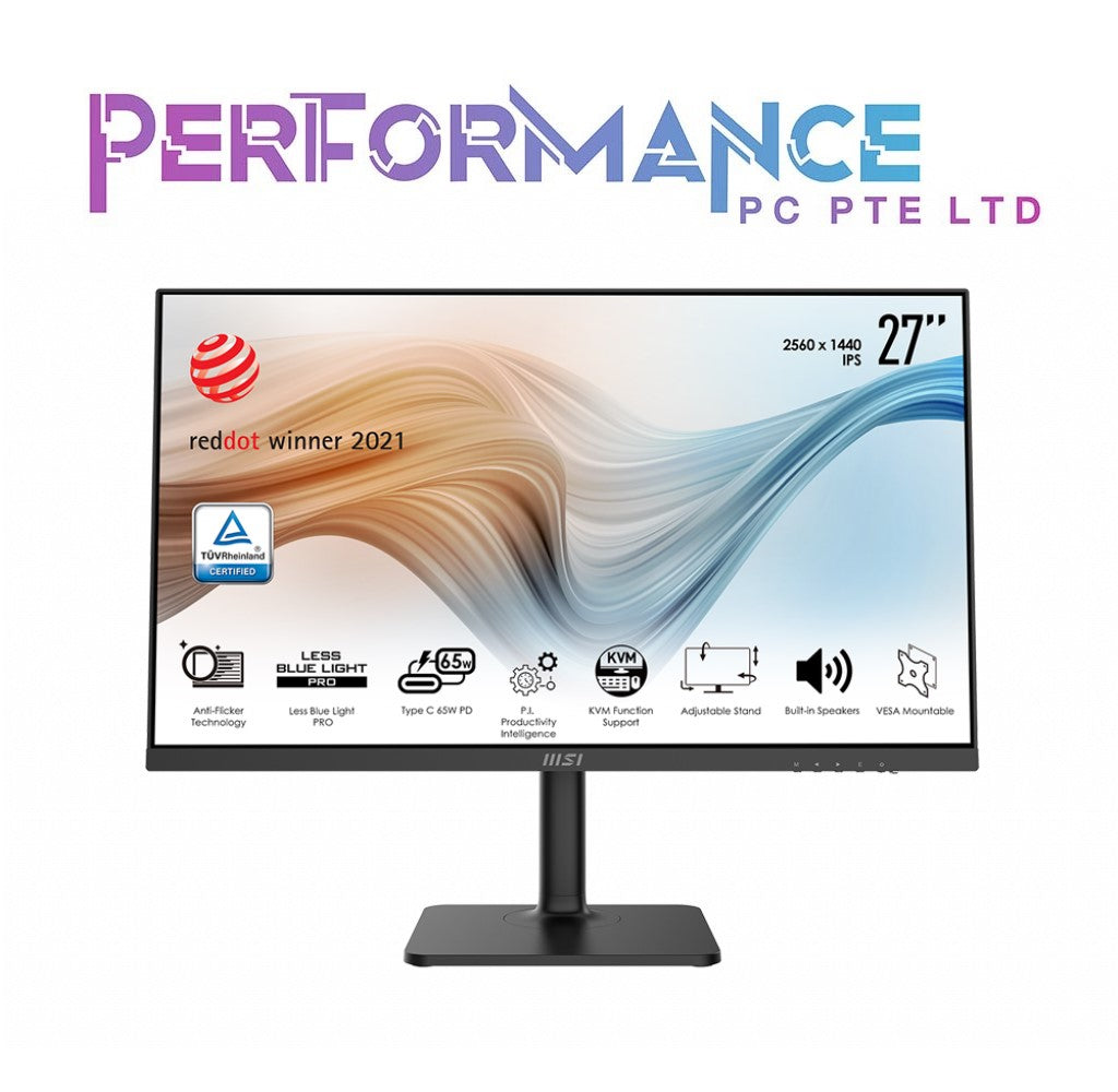 MSI Modern MD272QP/MD272QPW IPS monitor White/Black, KVM, 27 Inch, 2560 x 1440 WQHD, 75 Hz, 4ms, HDMI, DisplayPort, USB-C, speaker (3 YEARS WARRANTY BY CORBELL TECHNOLOGY PTE LTD)