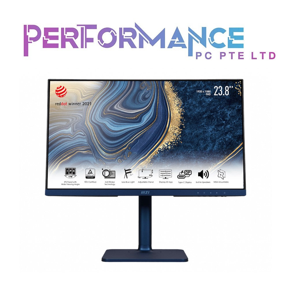 MSI Modern MD241P Ultramarine IPS monitor, 24 Inch, 1920 x 1080 FHD, 75 Hz, 5 ms, HDMI, USB-C, speakers (3 YEARS WARRANTY BY CORBELL TECHNOLOGY PTE LTD)