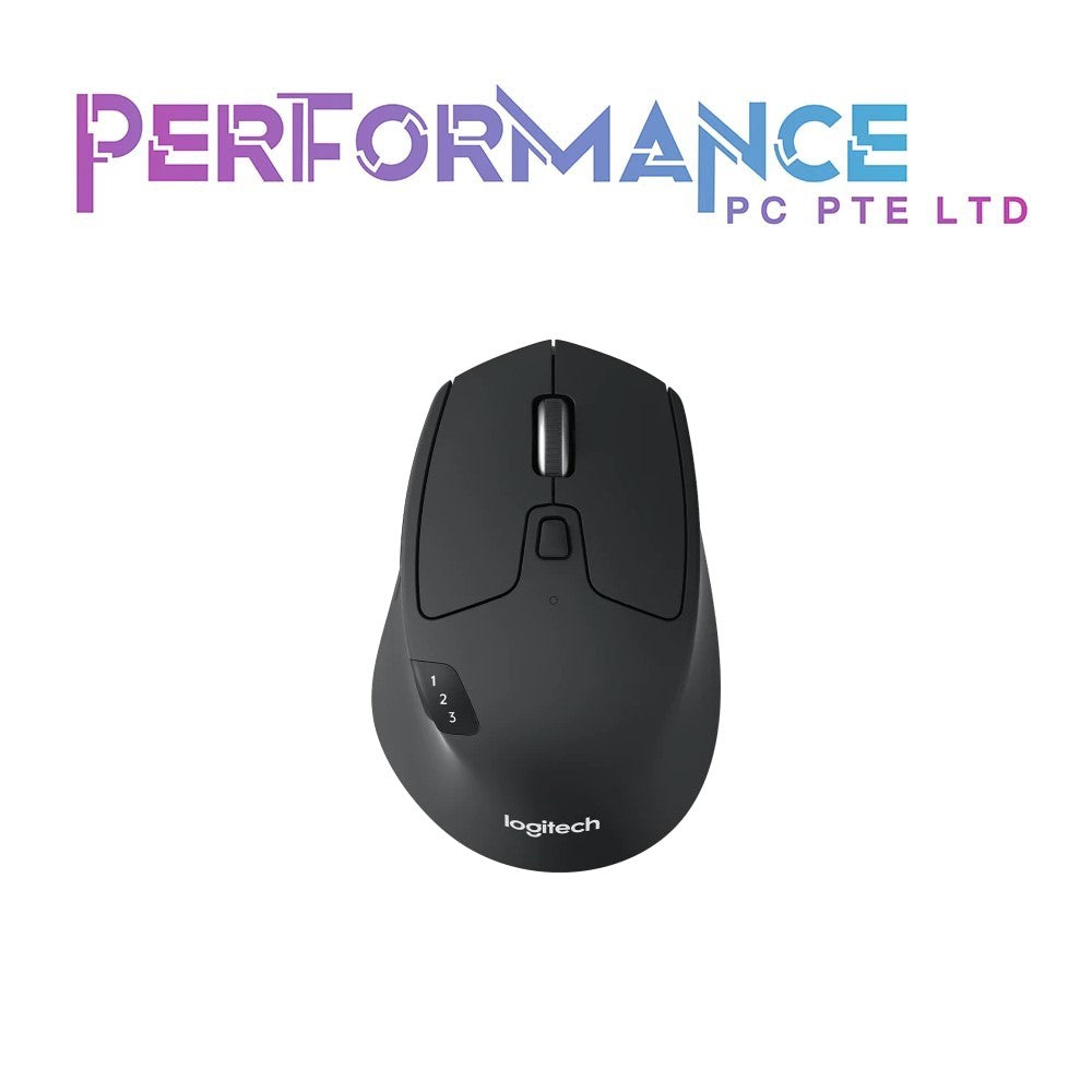 Logitech M720 Triathlon Multi-Device Wireless Mouse, Bluetooth, USB Unifying Receiver, 1000 DPI, 8 Buttons, 2-Year Battery, Compatible with Laptop, PC, Mac, iPadOS - Black (1 YEAR WARRANTY BY BAN LEONG TECHNOLOGIES PTE LTD)