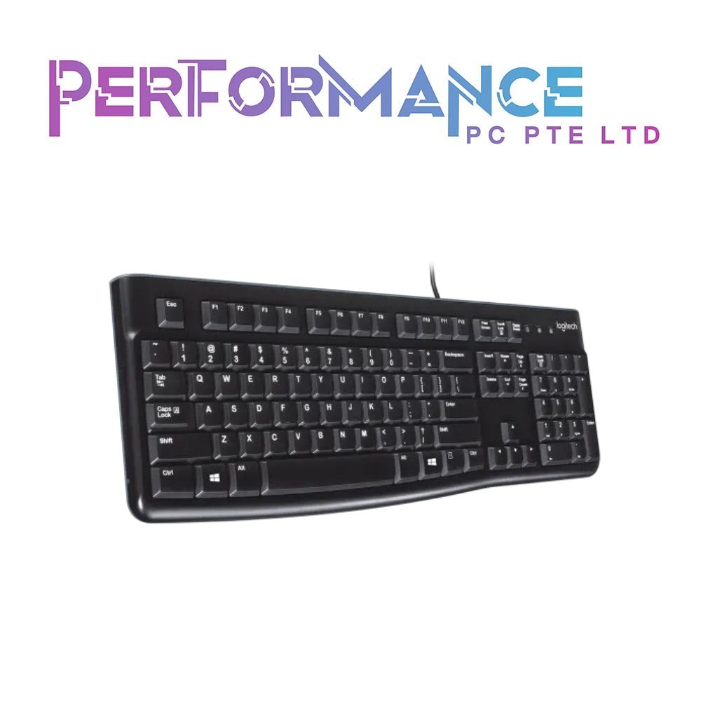 Logitech K120 Wired Keyboard for Windows, Plug and Play, Full-Size, Spill-Resistant, Curved Space Bar, Compatible with PC, Laptop - Black (3 YEARS WARRANTY BY BAN LEONG TECHNOLOGIES PTE LTD)