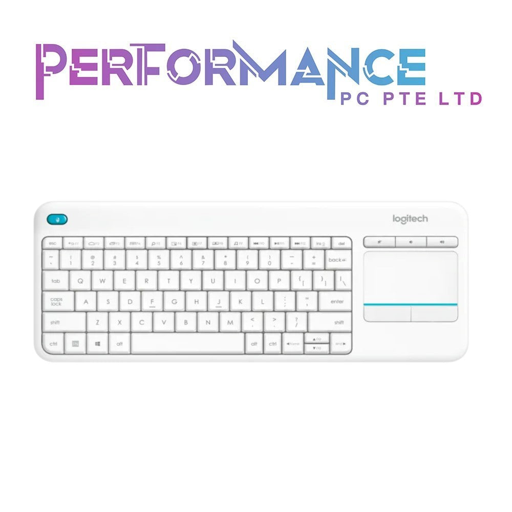 Logitech K400 Plus Wireless Touch Keyboard with Built-In Touchpad for Internet-Connected TVs, Black/White (1 YEAR WARRANTY BY BAN LEONG TECHNOLOGIES PTE LTD)