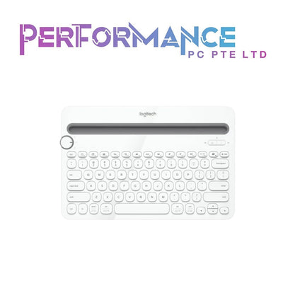 Logitech K480 Wireless Multi-Device Keyboard for Windows, macOS, iPadOS, Android or Chrome OS, Bluetooth, Compact, Compatible with PC, Mac, Laptop, Smartphone, Tablet - Black/White (1 YEAR WARRANTY BY BAN LEONG TECHNOLOGIES PTE LTD)