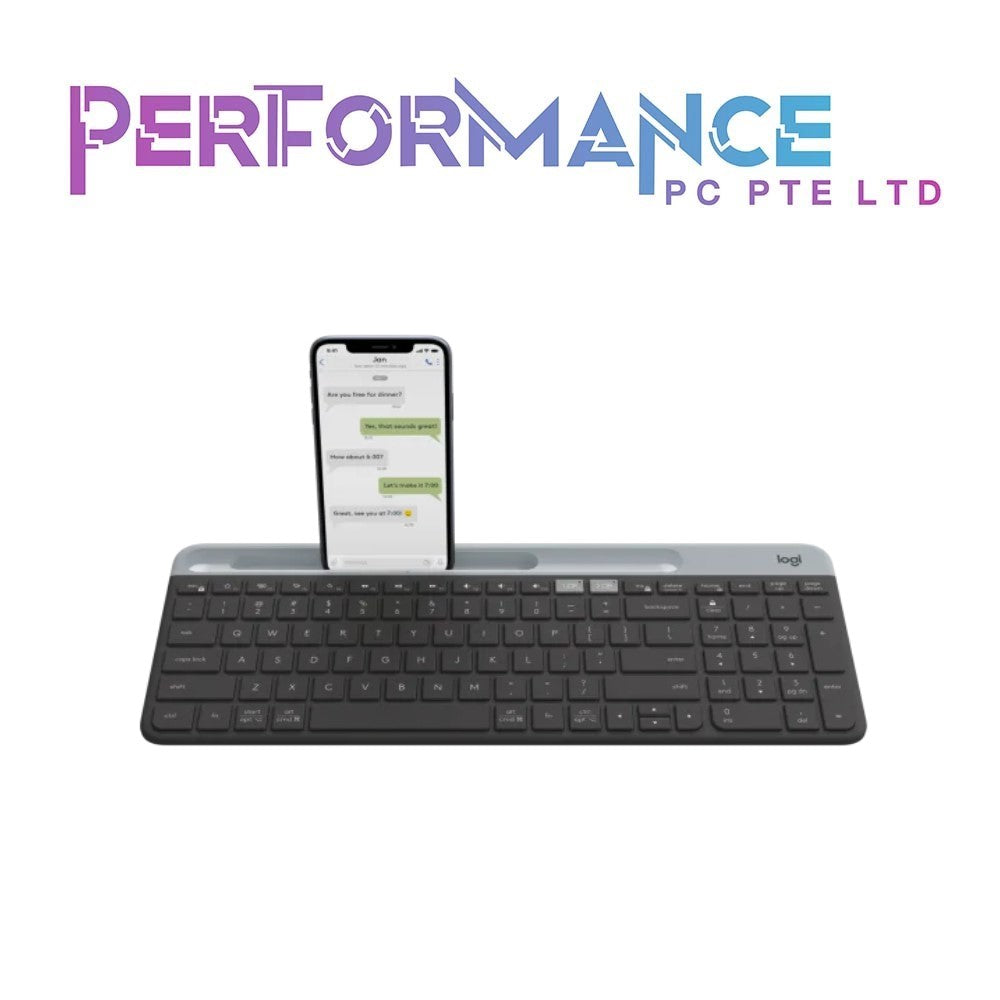 Logitech K580 Slim Multi-Device Wireless Keyboard for Chrome OS - Bluetooth/USB Receiver, Easy Switch, 24 Month Battery, Desktop, Tablet, Smartphone, Laptop Compatible - Graphite/Off White (1 YEAR WARRANTY BY BAN LEONG TECHNOLOGIES PTE LTD)