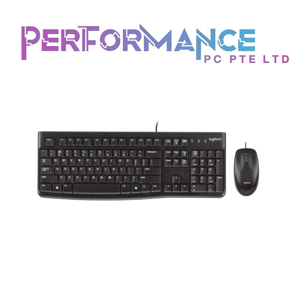 Logitech MK120 Wired Keyboard and Mouse Combo for Windows, Optical Wired Mouse, Full-Size Keyboard, USB Plug-and-Play, Compatible with PC, Laptop - Black (3 YEARS WARRANTY BY BAN LEONG TECHNOLOGIES PTE LTD)