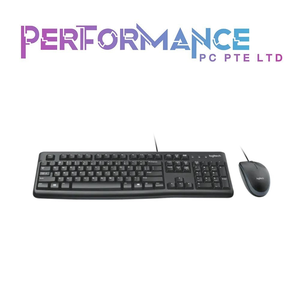 Logitech MK120 Wired Keyboard and Mouse Combo for Windows, Optical Wired Mouse, Full-Size Keyboard, USB Plug-and-Play, Compatible with PC, Laptop - Black (3 YEARS WARRANTY BY BAN LEONG TECHNOLOGIES PTE LTD)