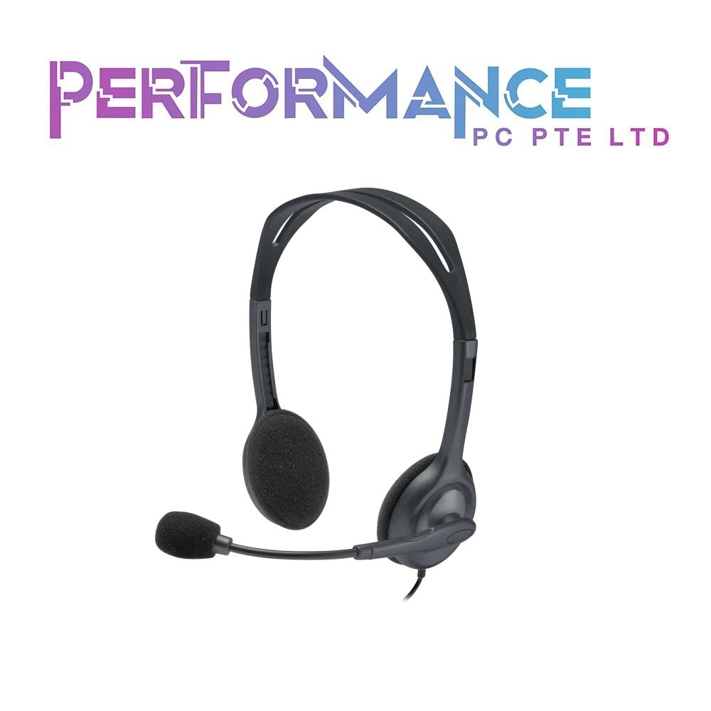 Logitech H111 Wired Headset, Stereo Headphones with Noise-Cancelling Microphone, 3.5 mm Audio Jack, PC/Mac/Laptop/Smartphone/Tablet - Black (1 YEAR WARRANTY BY BAN LEONG TECHNOLOGIES PTE LTD)