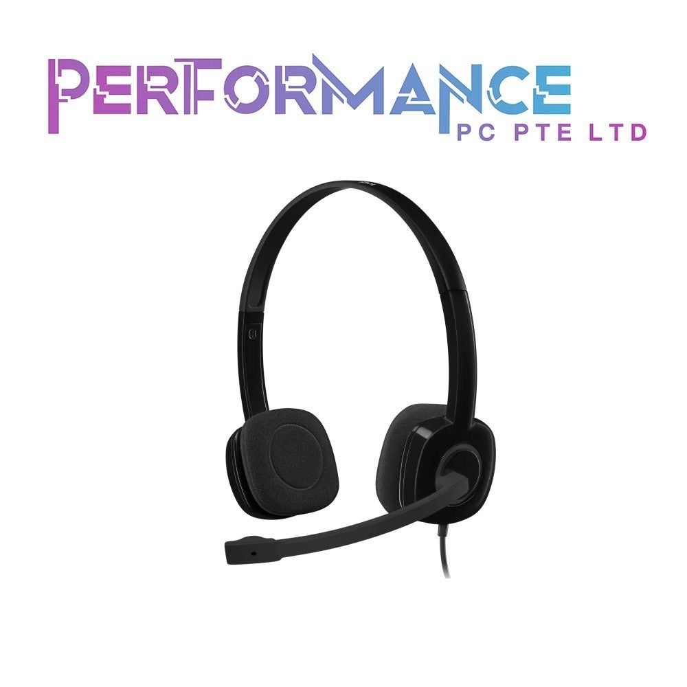 Logitech H151, Lightweight 3.5mm Stereo Headset w/ Noise-Cancelling Boom Microphone, Black (1 YEAR WARRANTY BY BAN LEONG TECHNOLOGIES PTE LTD)