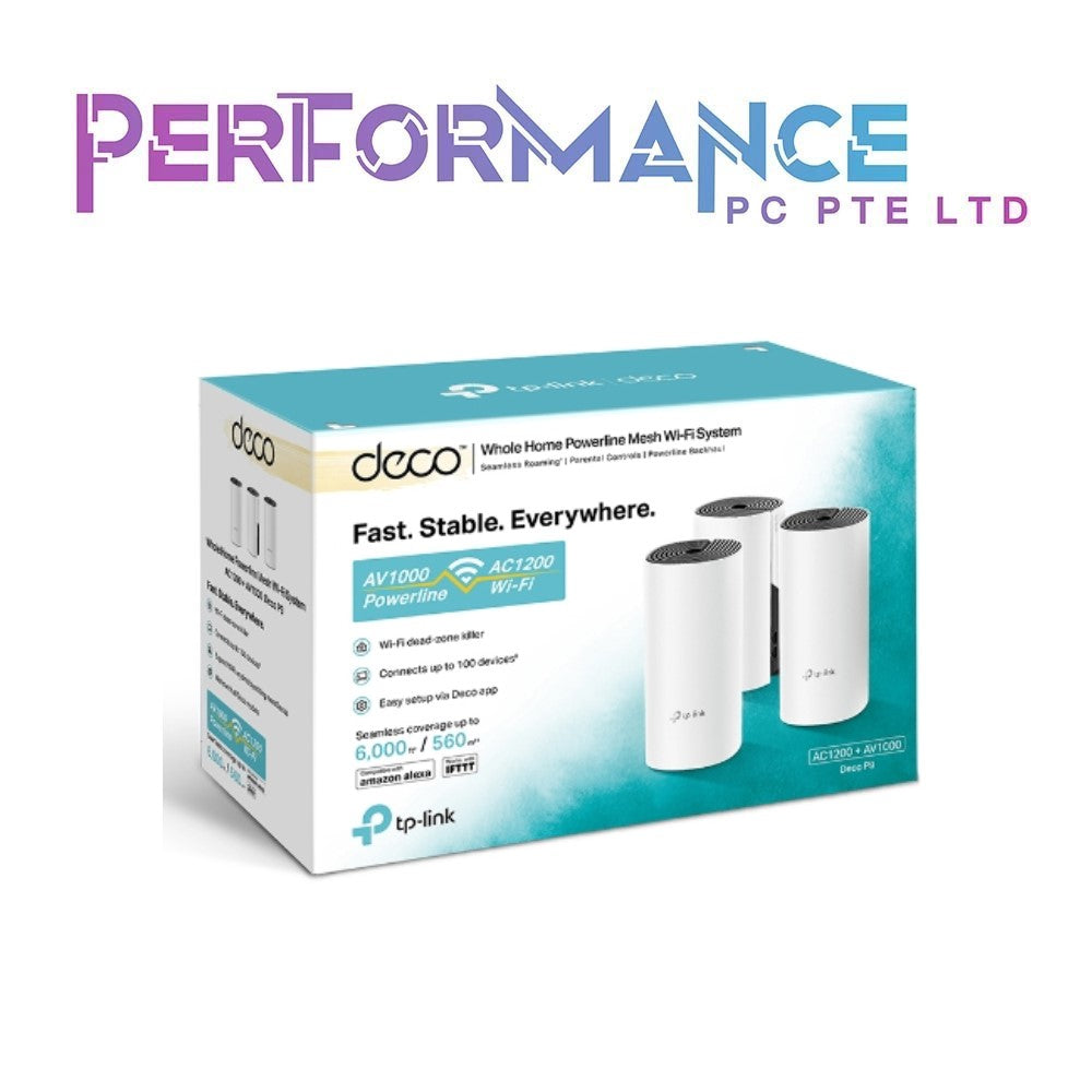 TP-Link Deco Powerline Hybrid Mesh WiFi System(Deco P9) –Up to 6,000 sq.ft Whole Home Coverage, WiFi Router/Extender Replacement,Signal Through Walls, Seamless Roaming, Parental Controls, 3-pack (3 YEARS WARRANTY BY BAN LEONG TECHNOLOGIES PTE LTD)