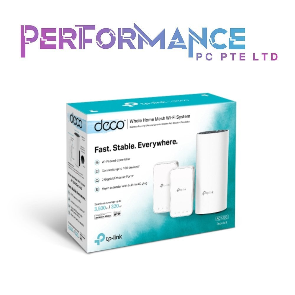 TP-Link Deco Mesh WiFi System(Deco M3) –Up to 4,500 sq.ft Whole Home Coverage, Replaces WiFi Router/Extender, Plug-in Design, Works with Alexa, 3-Pack (3 YEARS WARRANTY BY BAN LEONG TECHNOLOGIES PTE LTD)