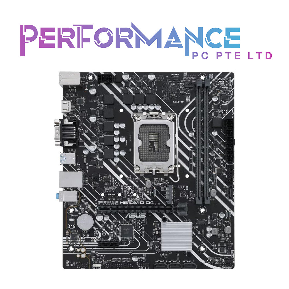 ASUS PRIME H610M-D D4-CSM Intel H610 (LGA 1700) mATX motherboard with DDR4, PCIe 4.0, M.2 slot, Realtek 1 Gb Ethernet, HDMI, D-Sub, USB 3.2 Gen 1 ports (3 YEARS WARRANTY BY AVERTEK ENTERPRISES PTE LTD)