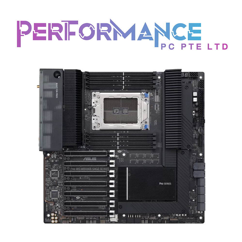 ASUS Pro WS WRX80E-SAGE SE WIFI AMD WRX80 Ryzen Threadripper PRO extended-ATX workstation motherboard with Intel dual 10 G LAN, USB 3.2 Gen 2x2 Type-C port, 7 x PCIe 4.0 x16 slots, 3 x M.2 PCIe 4.0 (3 YEARS WARRANTY BY AVERTEK ENTERPRISES PTE LTD)