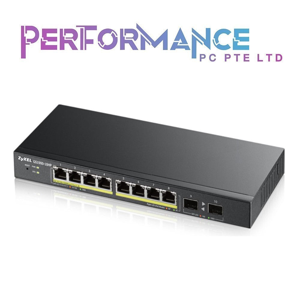 Zyxel GS1900-10HP 8-port GbE Smart Managed PoE Switch with GbE Uplink (5 YEARS LOCAL WARRANTY)