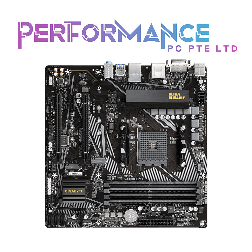 GIGABYTE B550M DS3H AMD Ultra Durable Motherboard with Pure Digital VRM Solution PCIe 4.0 x16 Slot Dual PCIe 4.0/3.0 M.2 Connectors GIGABYTE 8118 Gaming LAN Smart Fan 5 with FAN STOP RGB FUSION 2.0, Q-Flash Plus (3 YEARS WARRANTY BY CDL TRADING PTE LTD)