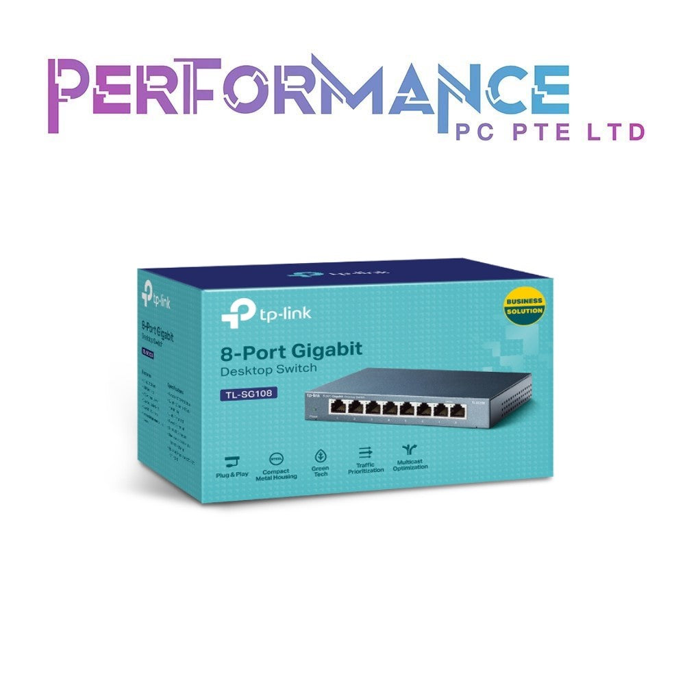 TP-Link TL-SG108 | 8 Port Gigabit Unmanaged Ethernet Network Switch, Ethernet Splitter | Plug & Play | Fanless Metal Design | Shielded Ports | Traffic Optimization (3 YEARS WARRANTY BY BAN LEONG TECHNOLOGIES PTE LTD)