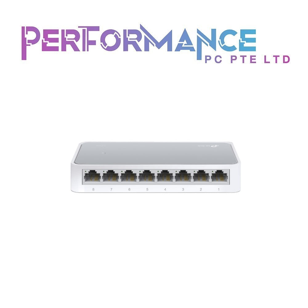 TP-Link TL-SF1008D 8 Port 10/100Mbps Fast Ethernet Switch | Desktop Ethernet Splitter | Ethernet Hub | Plug and Play | Fanless Quiet | Desktop Design | Green Technology | Unmanaged, White (3 YEARS WARRANTY BY BAN LEONG TECHNOLOGIES PTE LTD)