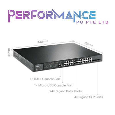 TP-Link TL-SG3428MP , 24 Port Gigabit L2+ Managed PoE Switch , 24 PoE+ Port 384W, 4 x SFP Slots , PoE Auto Recovery , Omada SDN Integrated, IPv6 , Static Routing (3 YEARS WARRANTY BY BAN LEONG TECHNOLOGIES PTE LTD)