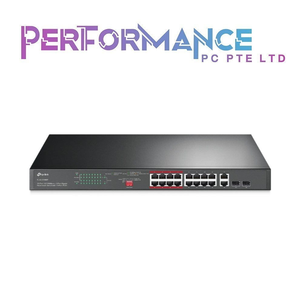 TP-Link TL-SL1218MP 16 Port 10/100Mbps Fast Ethernet PoE Switch | 16 PoE+ Ports 194W, w/ 2 Uplink Gigabit Ports + 2 Combo SFP Slots | Limited Lifetime Protection | Extend Mode | Priority Mode (3 YEARS WARRANTY BY BAN LEONG TECHNOLOGIES PTE LTD)