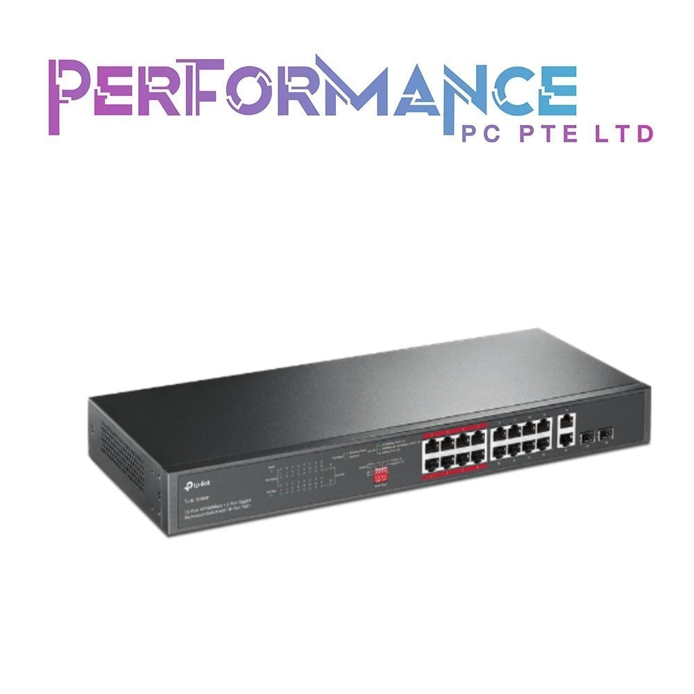 TP-Link TL-SL1218MP 16 Port 10/100Mbps Fast Ethernet PoE Switch | 16 PoE+ Ports 194W, w/ 2 Uplink Gigabit Ports + 2 Combo SFP Slots | Limited Lifetime Protection | Extend Mode | Priority Mode (3 YEARS WARRANTY BY BAN LEONG TECHNOLOGIES PTE LTD)