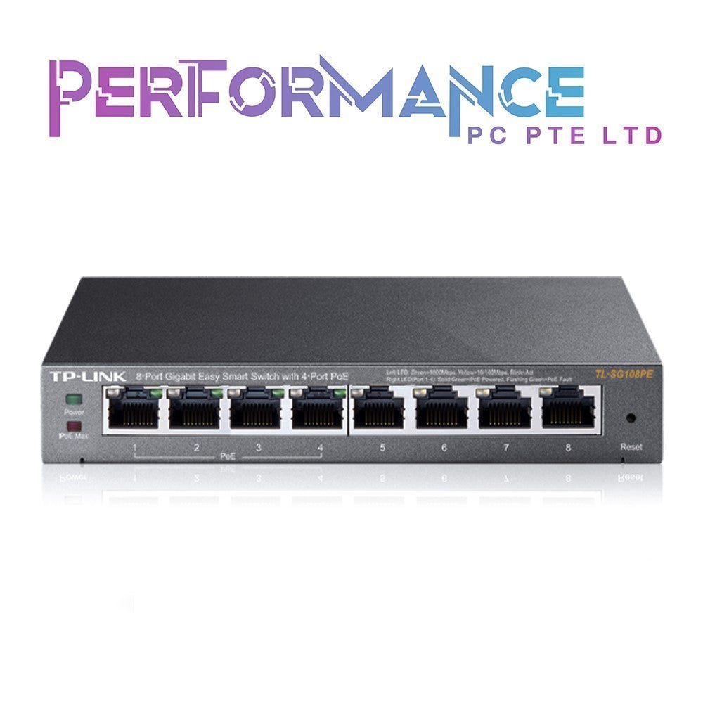 TP-Link TL-SG108PE V3 | 8 Port Gigabit PoE Switch | Easy Smart Managed | 4 PoE+ Ports 64W | Plug & Play | Sturdy Metal w/ Shielded Ports | Fanless | QoS, Vlan & IGMP (3 YEARS WARRANTY BY BAN LEONG TECHNOLOGIES PTE LTD)