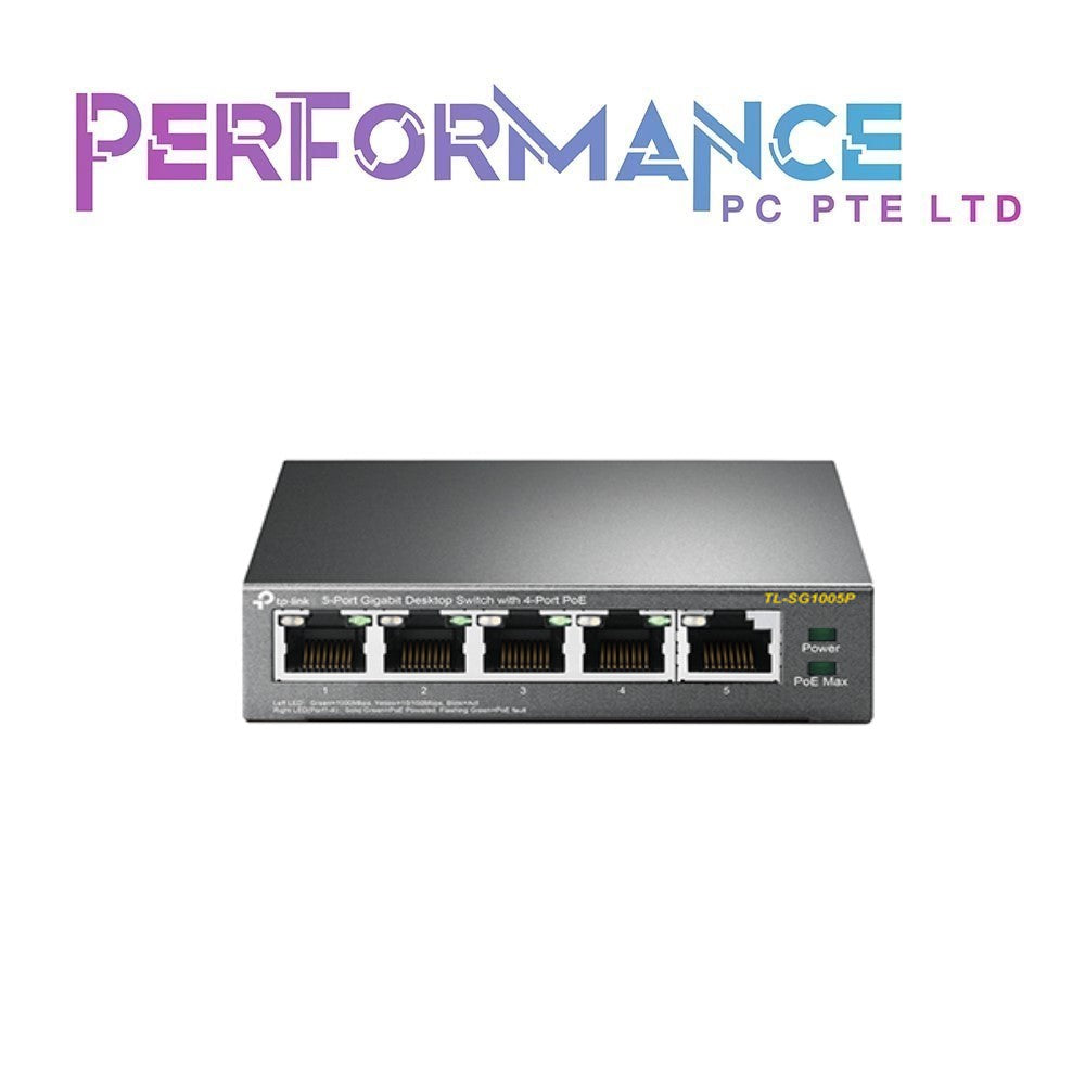 TP-Link TL-SG1005P V2 or later | 5 Port Gigabit PoE Switch | 4 PoE+ Ports 65W | Desktop | Plug & Play | Sturdy Metal w/ Shielded Ports | Fanless | QoS & IGMP Snooping (3 YEARS WARRANTY BY BAN LEONG TECHNOLOGIES PTE LTD)